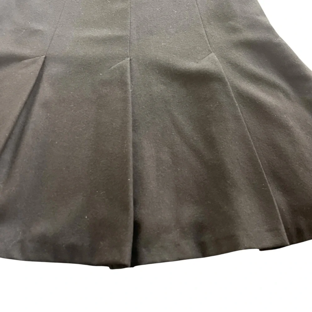 Barclay Square Women’s 10 Black 100% Pure Wool Vintage A-line Pleated Midi Skirt